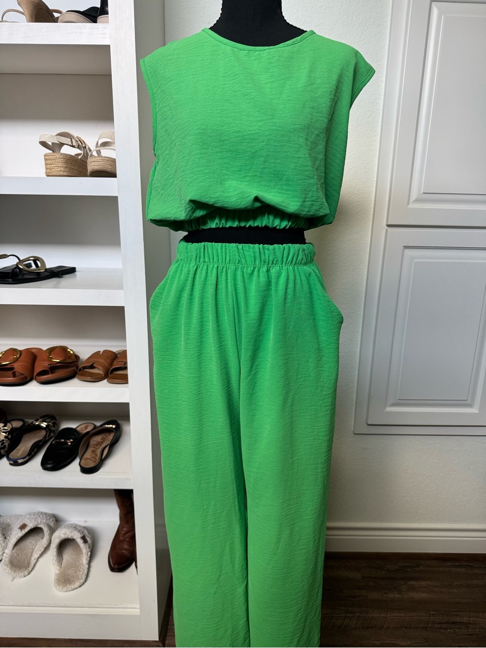 Two Piece Green Jumpsuit Set